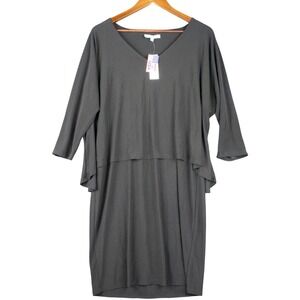 Annalee + Hope Womens L Black V-Neck Poncho Overlay Dress